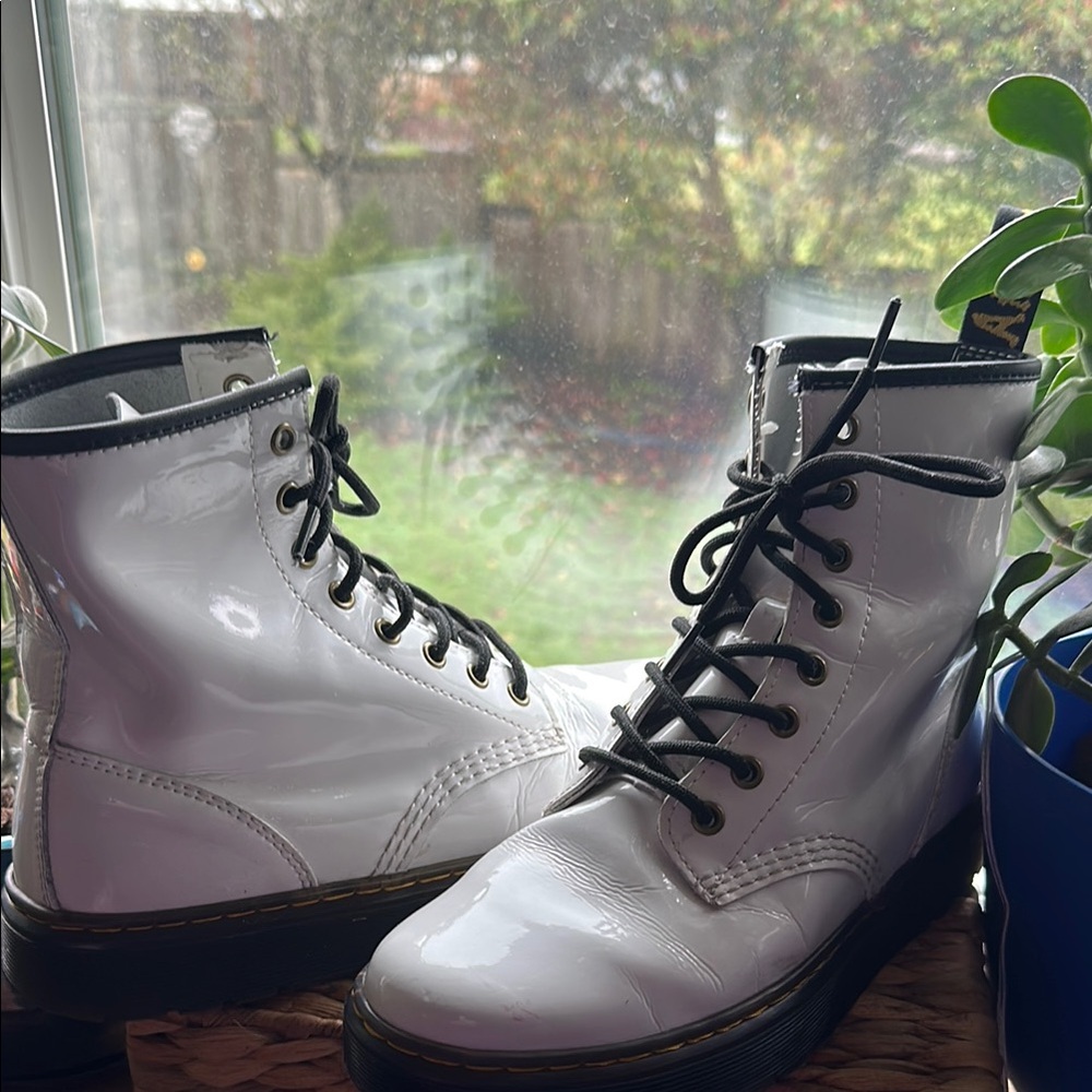 White Glossy Doc Martins SIZE 8 gently used